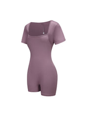 Square Neck Short Sleeve Jumpsuit