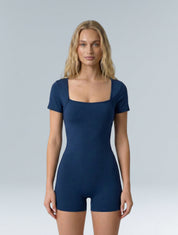Square Neck Short Sleeve Jumpsuit
