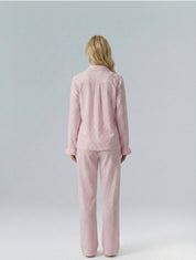 Cotton Stripe Pajama Set with Ruffle Sleeve