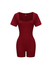 Square Neck Short Sleeve Jumpsuit