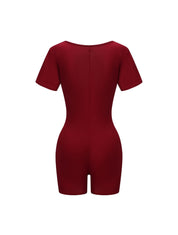 Square Neck Short Sleeve Jumpsuit