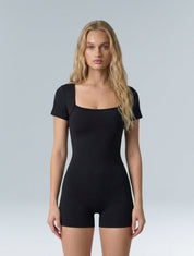 Square Neck Short Sleeve Jumpsuit
