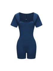 Square Neck Short Sleeve Jumpsuit