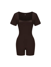 Square Neck Short Sleeve Jumpsuit