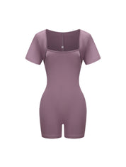 Square Neck Short Sleeve Jumpsuit