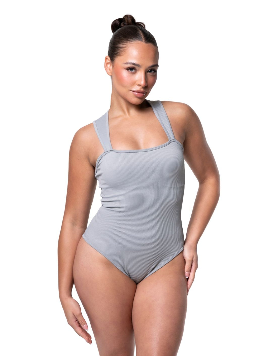 Ribbed Square Neck Shapewear Bodysuit