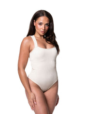 Ribbed Square Neck Shapewear Bodysuit