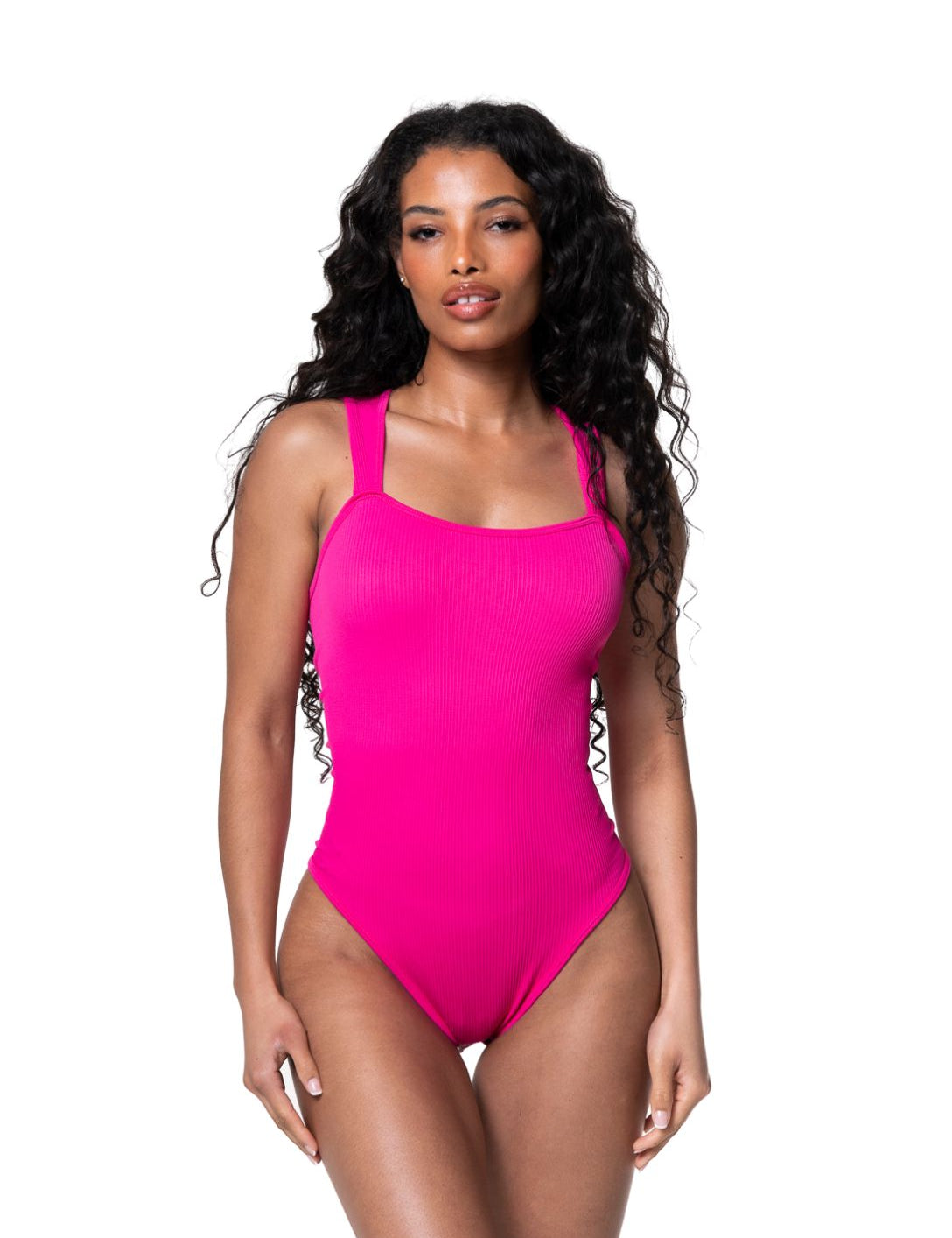 Ribbed Square Neck Shapewear Bodysuit