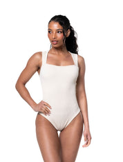 Ribbed Square Neck Shapewear Bodysuit